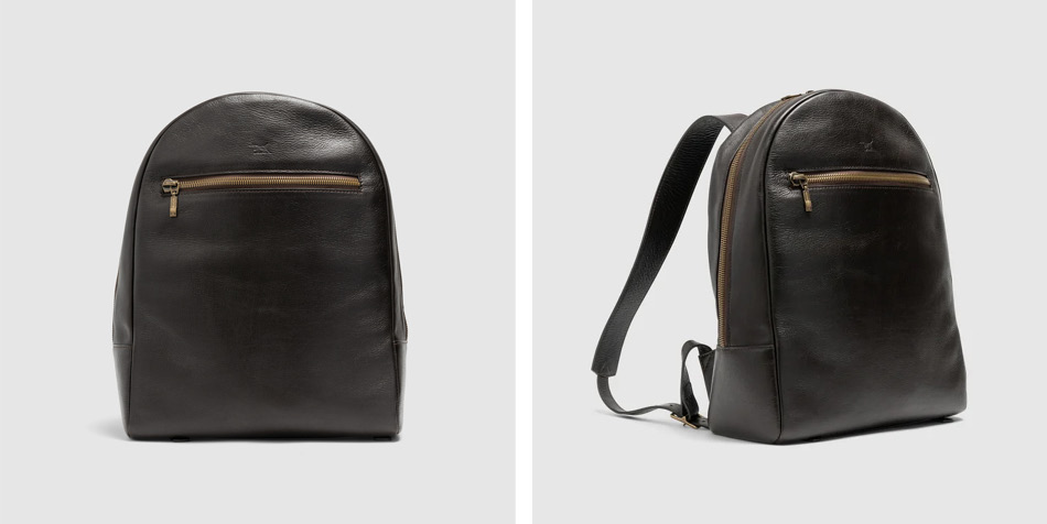 Rodd & Gunn's leather backpack with front zip.