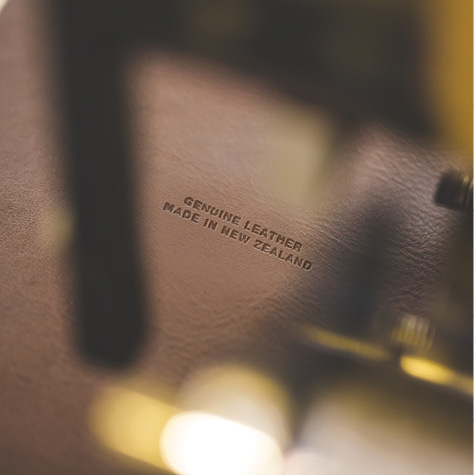 Genuine Leather Made in New Zealand stamp
