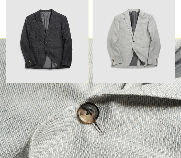 Men's jackets in charcoal and light grey colours.