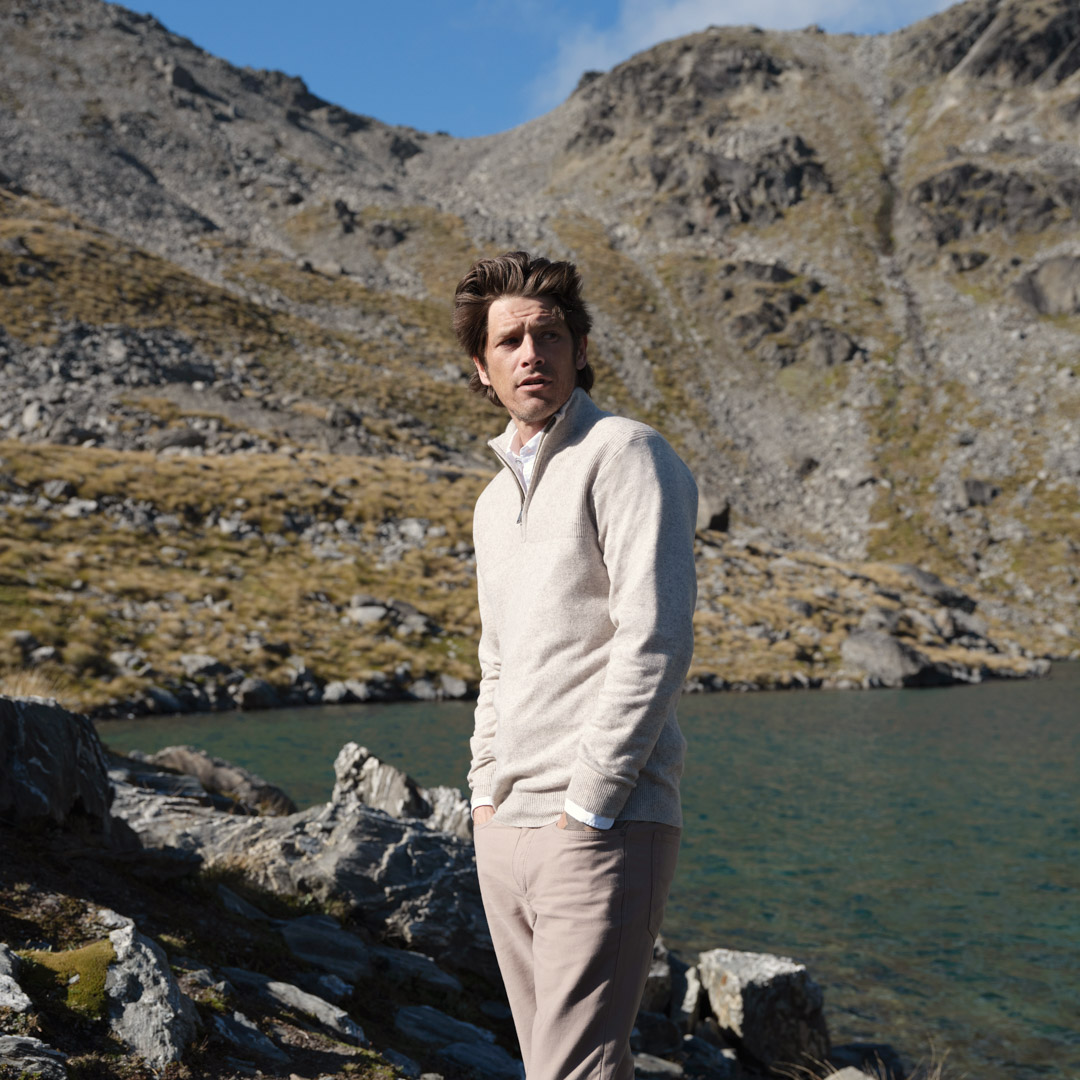 Wearing Rodd & Gunn layers in the outdoors.