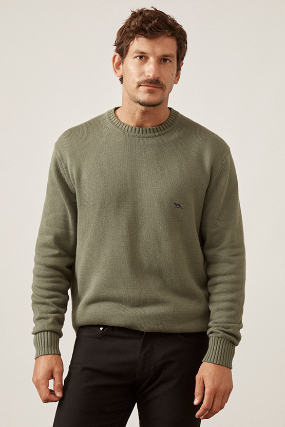 Rodd & Gunn olive crew neck jumper.