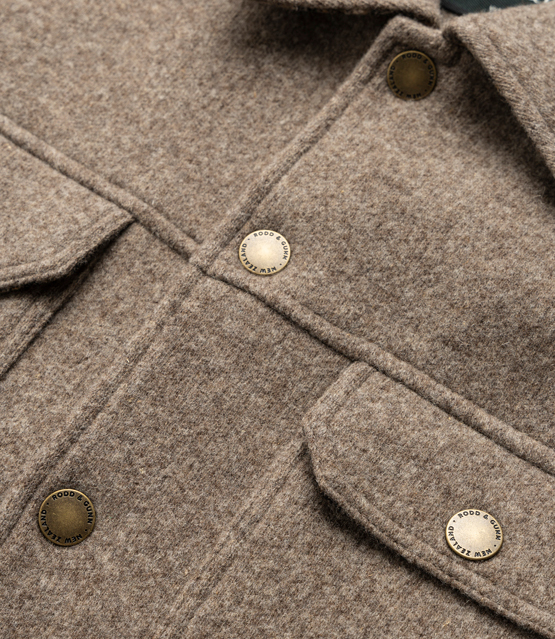 Rodd & Gunn's trucker jacket close-up.