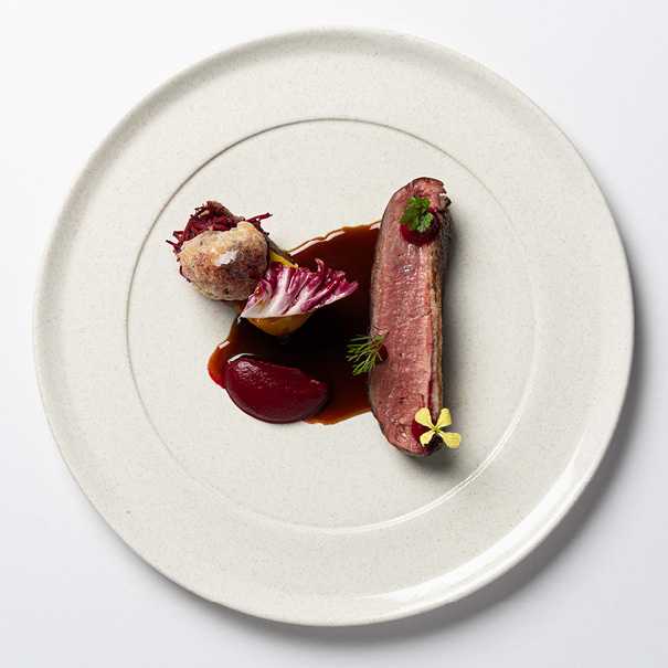 A visually appealing plate of food, styled with attention to detail and color contrast.